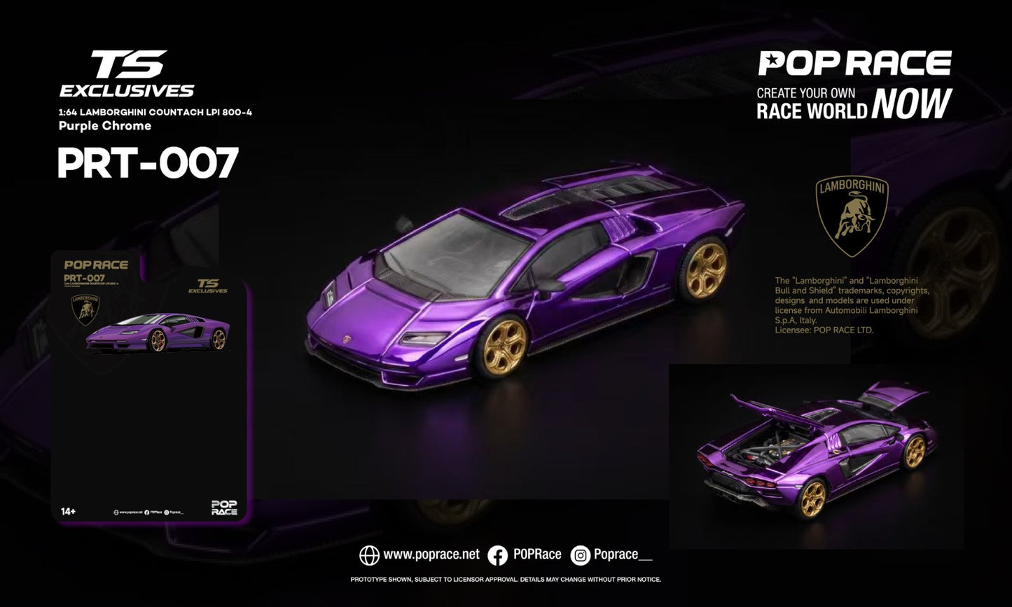 Pop Race PRT-007 Lamborghini Countach LPI 800-4 Purple Chrome (TS Exclusives)