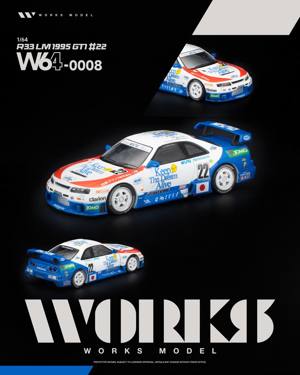 Works Model W64-0008 1/64 R33 LM 1995 GT1 #22