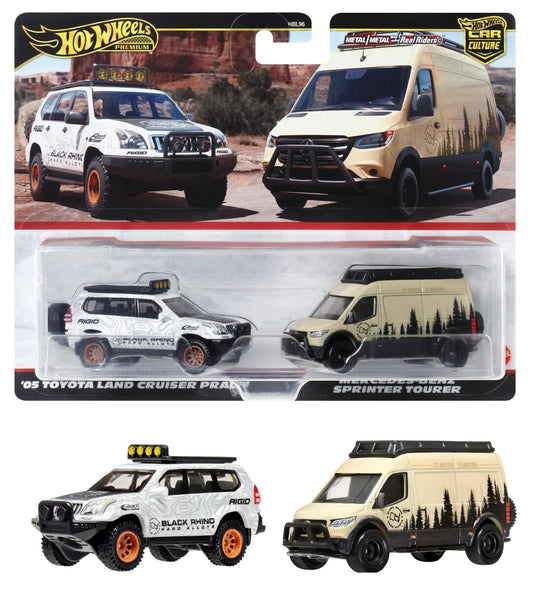 Hot Wheels Car Culture Premium 2 Pack '05 Toyota Land Cruiser Prado & Mercedes Benz Sprinter Tourer