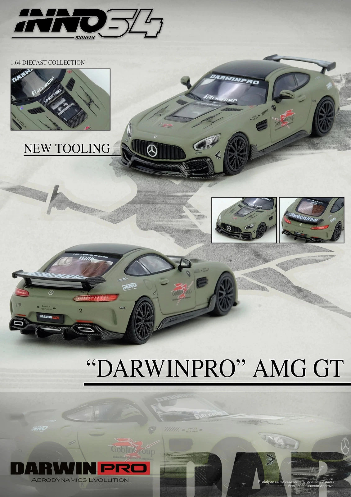 INNO64 Mercedes-AMG GT DarwinPRO Goblin Group Military Green 1:64 Diecast