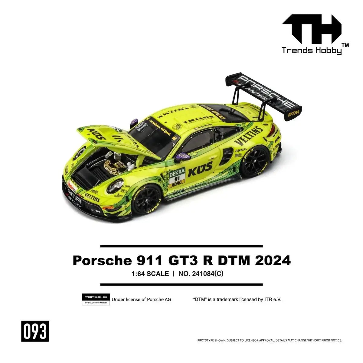 Trends Hobby 1:64 Porsche 911 GT3 R DTM 2024 - Yellow #91 – Mobile