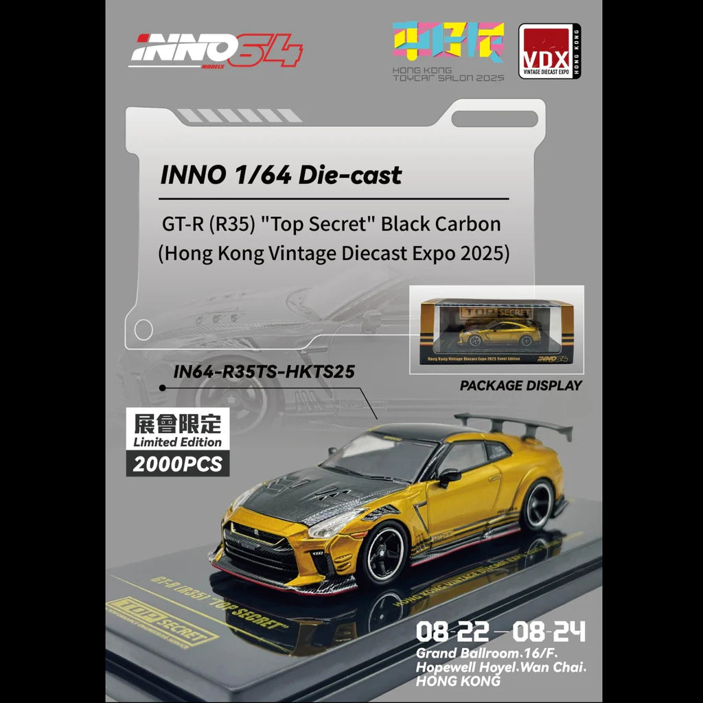 Inno64 x Hong Kong Toycar Salon 2025 Nissan GT-R Top Secret Black Carbon