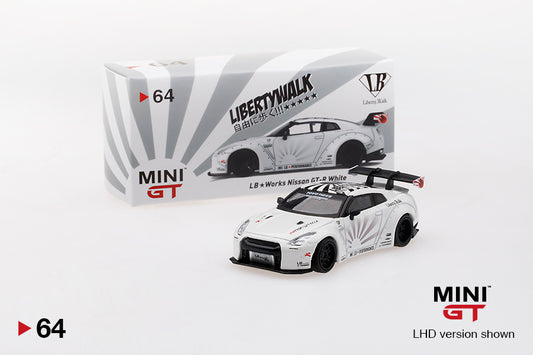 Mini GT #64 LB★WORKS Nissan GT-R (R35) Type 1 , Rear Wing ver 1+2 White