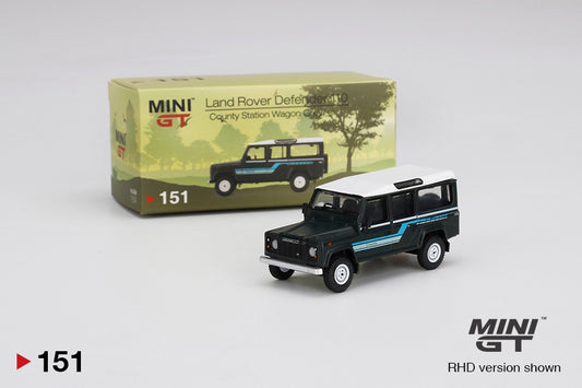 Mini GT 1:64 Scale #151 Land Rover Defender 110 County Station Wagon Grey