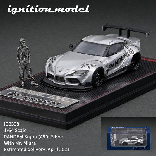 Ignition Model 1:64 Scale Pandem GR Supra (A90) Silver With Mr. Miura