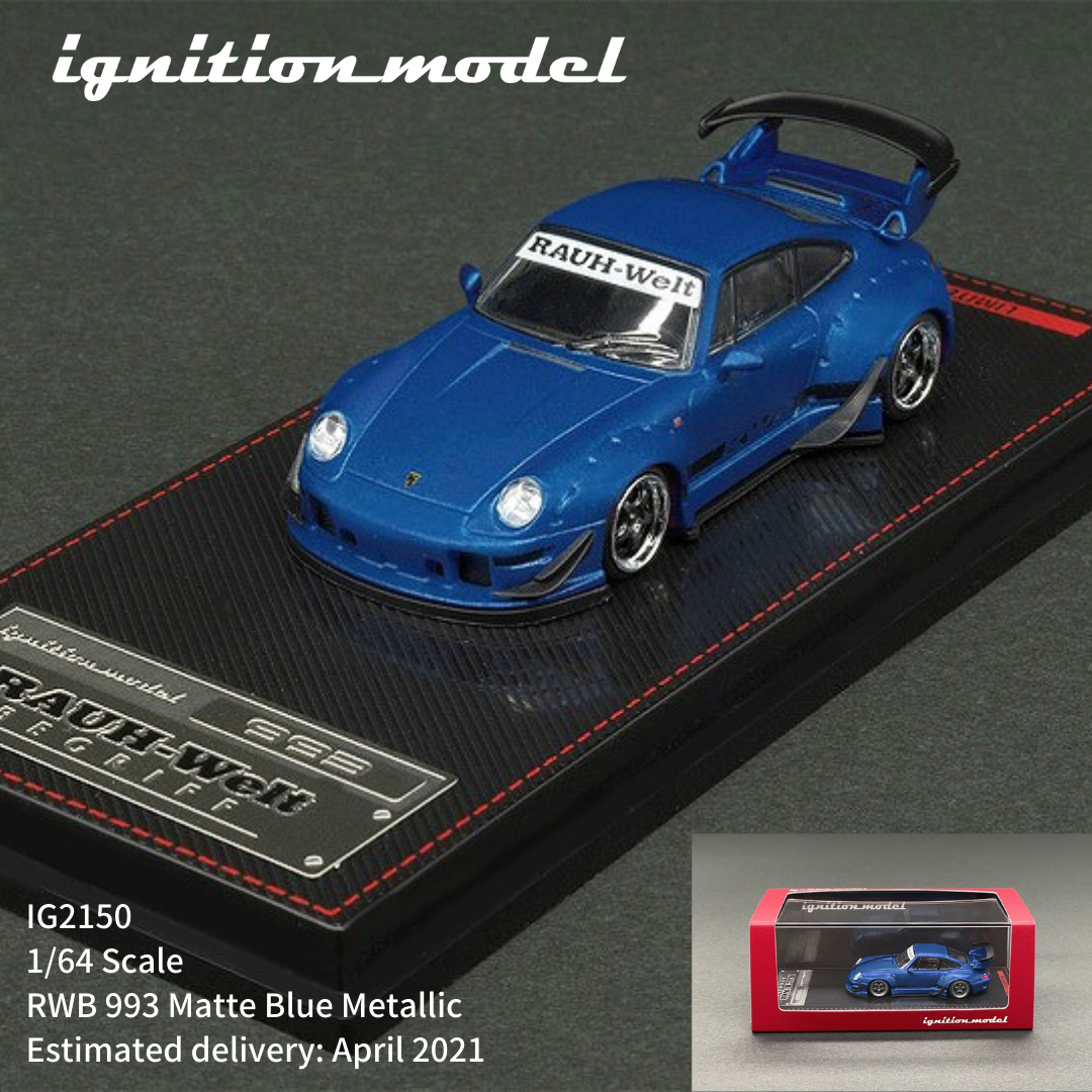 Ignition Model 1:64 Scale Porsche RWB 993 Matte Blue Metallic Ignition Model