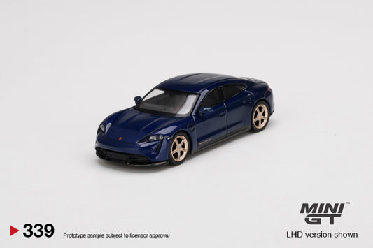 MINI GT #339 Porsche Taycan Turbo S Gentian Blue Metallic