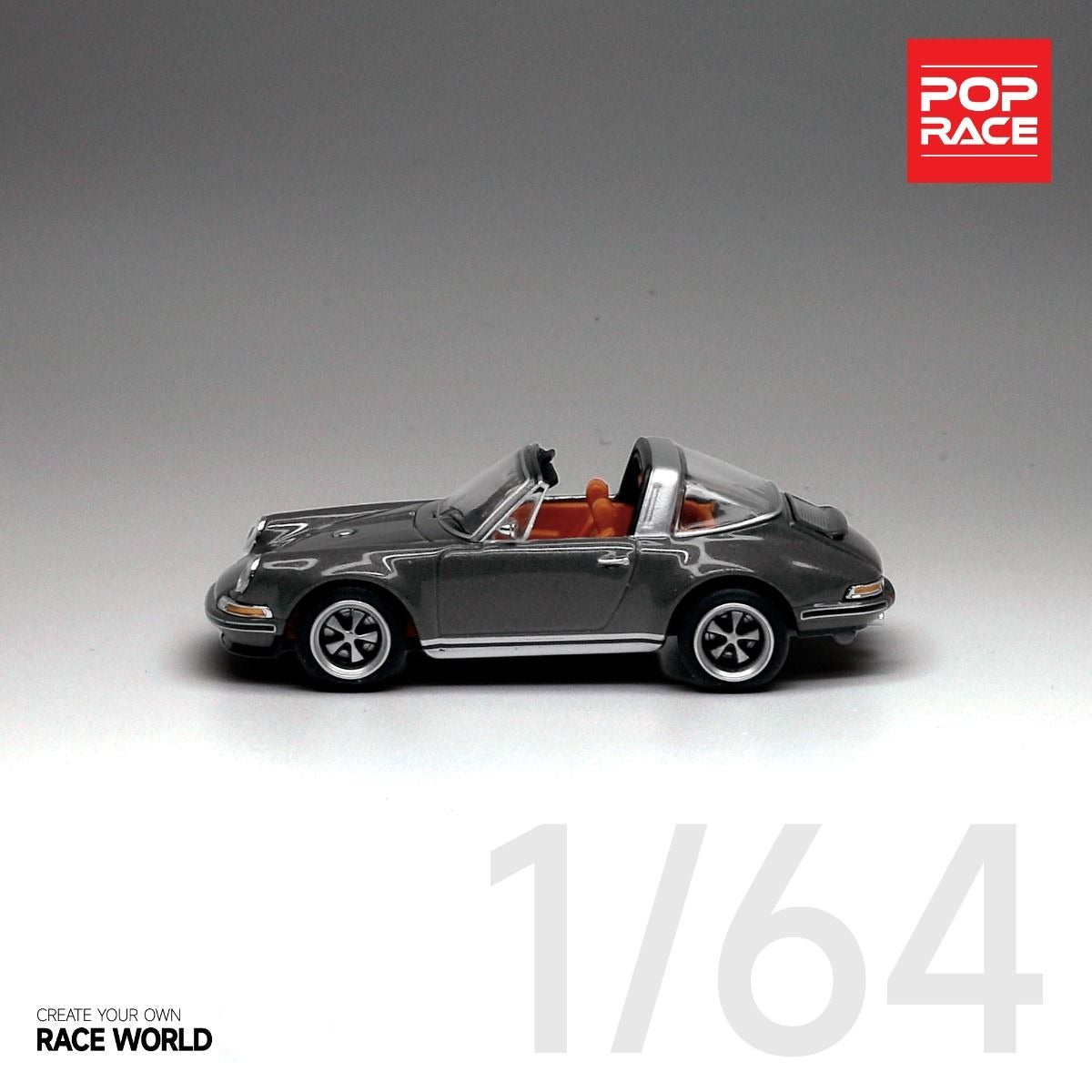 Pop Race 1:64 Scale Porsche 911 (964) Singer Targa Grey