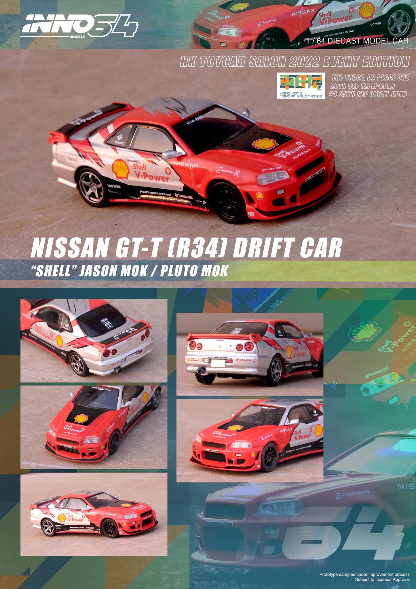 INNO64 1/64  Shell NISSAN SKYLINE GTT Drift Car (R34) Hong Kong Toy Car Salon 2022 exclusice