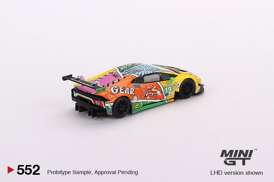 Mini GT 1:64 Scale #552 Lamborghini Huracán GT3 EVO #19 GEAR Racing 2020 IMSA Daytona 24 Hrs