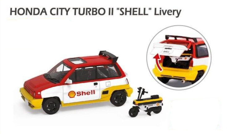 INNO64 1:64 HONDA CITY TURBO II With MOTOCOMPO Shell Livery