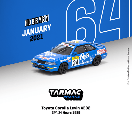 Tarmac Works 1:64 Scale Toyota Corolla Levin AE92SPA 24 Hours 1989