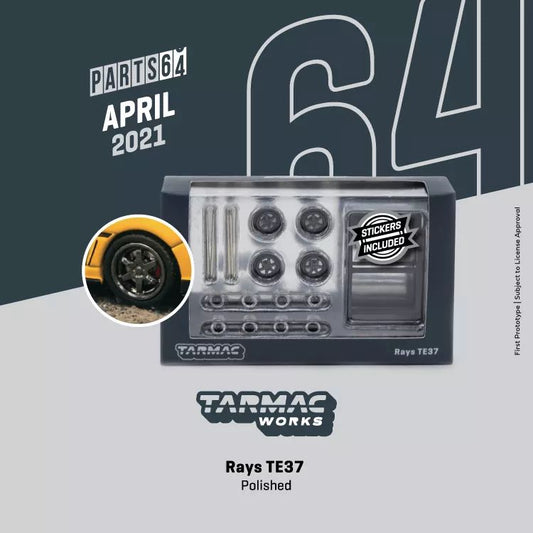 Tarmac Works WAYS TE37 Polished Rims with Tires fit 1:64 SCALE