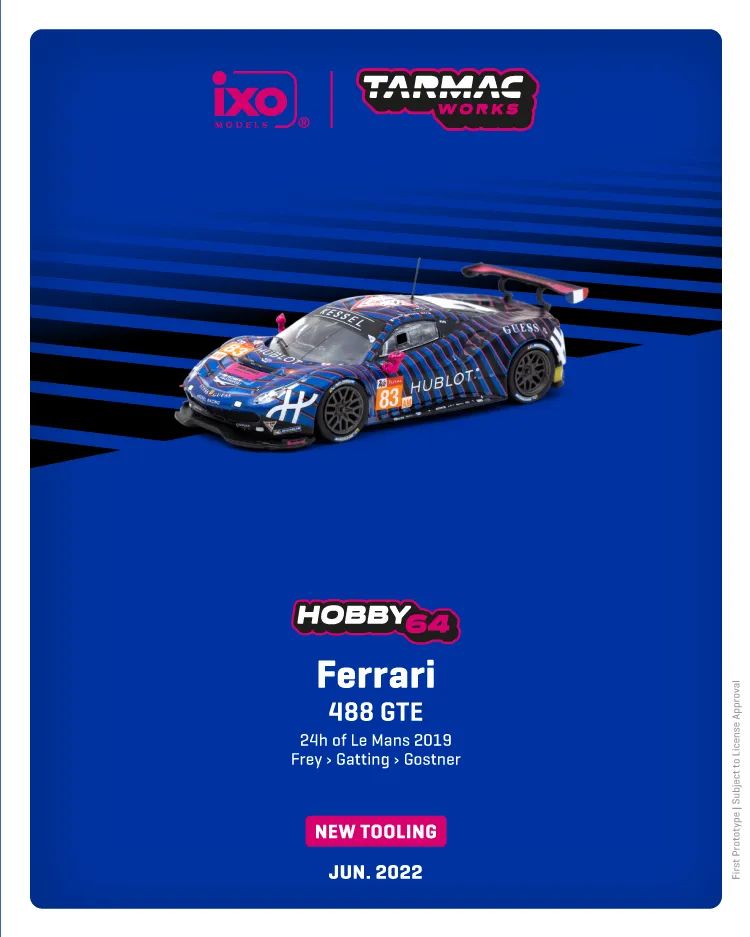 Tarmacworks 1:64 Ferrari 488 GTE
24h of Le Mans 2019
Frey / Gatting / Gostner Tarmacworks