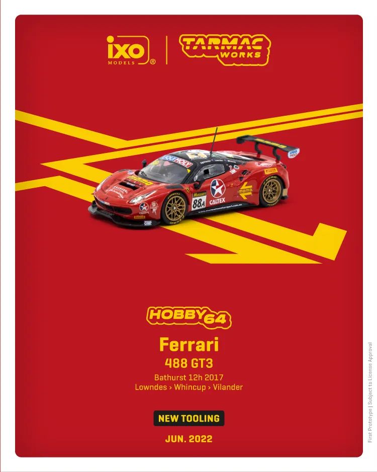 Tarmacworks 1:64 Ferrari 488 GT3
Bathurst 12 Hour 2017 Lowndes / Whincup / Vilander Tarmacworks
