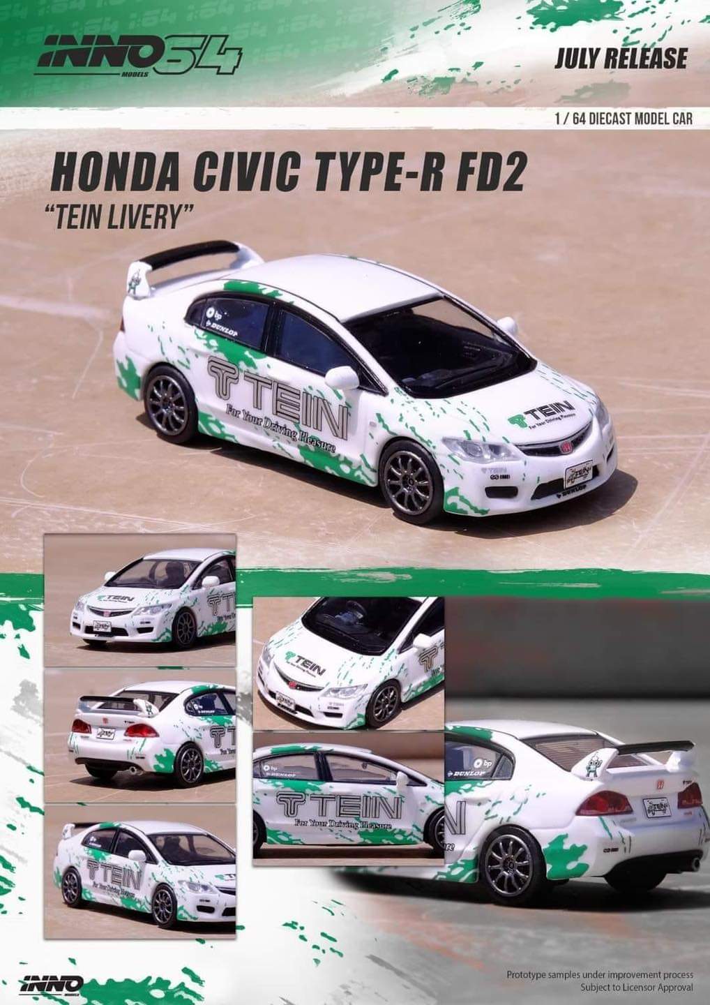 Inno64 1:64 Scale Honda CIVIC Type R FD2 Tein Inno64
