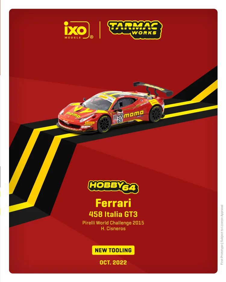 Tarmacworks 1:64 Ferrari 458 Italia GT3, Pirelli World Challenge 2015 Tarmacworks