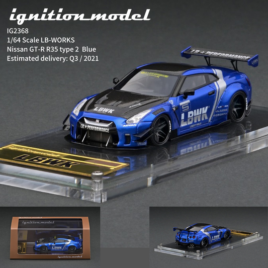 Ignition model 1:64 resin LB-WORKS Nissan GT-R R35 type 2  Blue