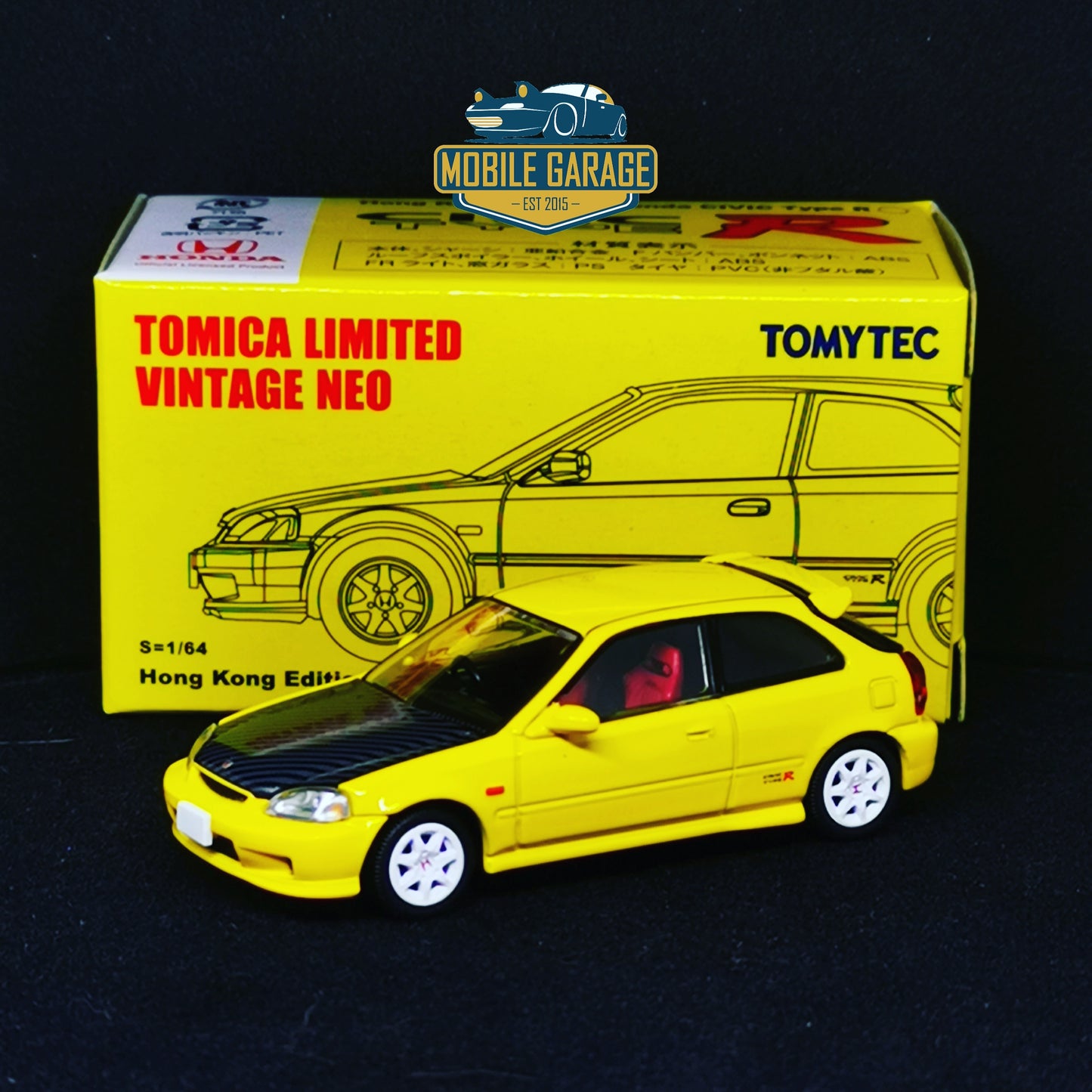 Tomica Limited Vintage Neo Hong Kong Exclusive Honda Civic EK9 TypeR Yellow