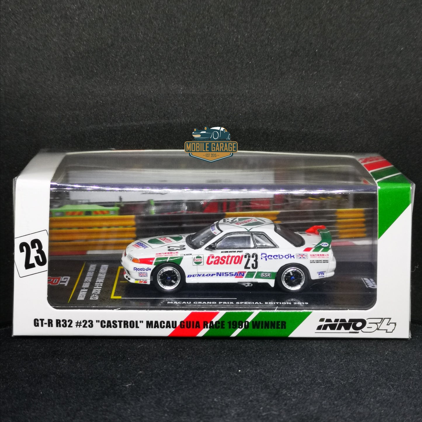 Inno64 #23 Castrol Nissan Skyline GTR32 Macau Guia Race Winner 1990 Exclusive