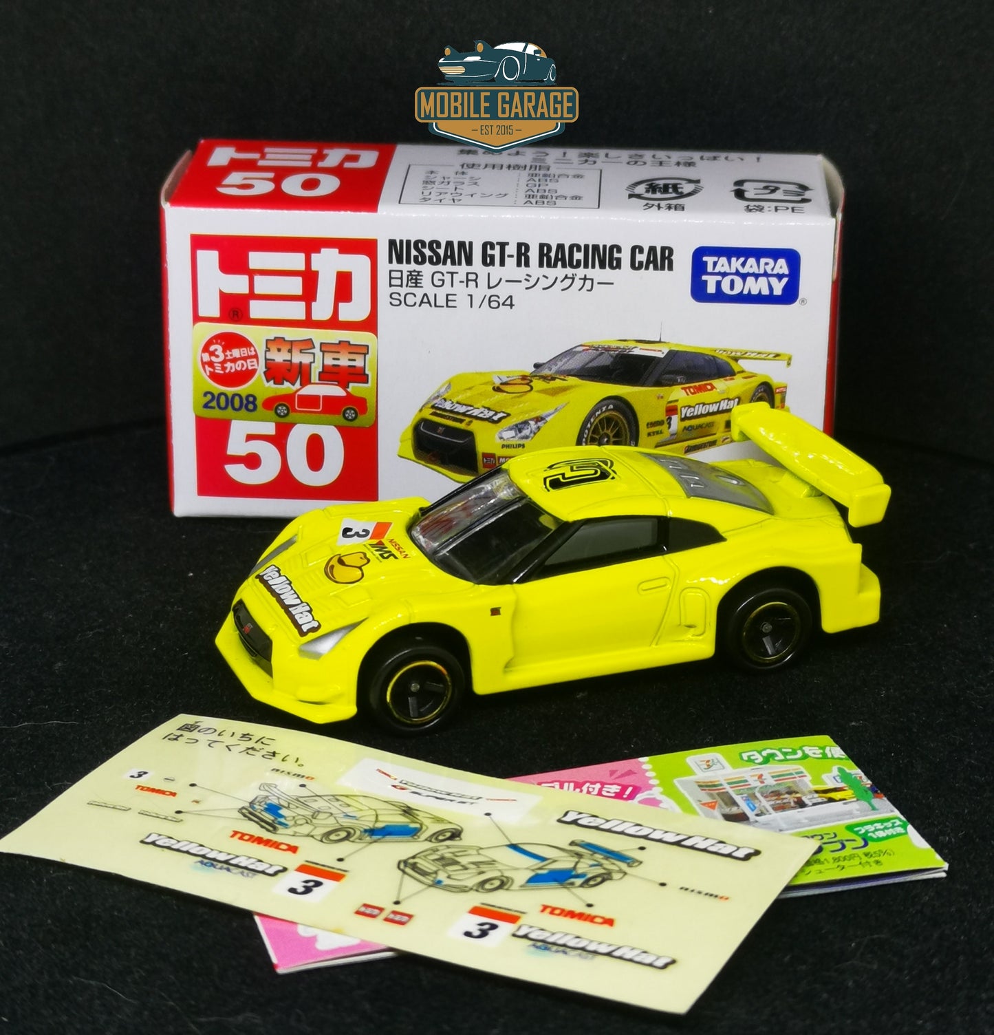 Tomica #50 Nissan GT-R Racing Car Yellow Hat