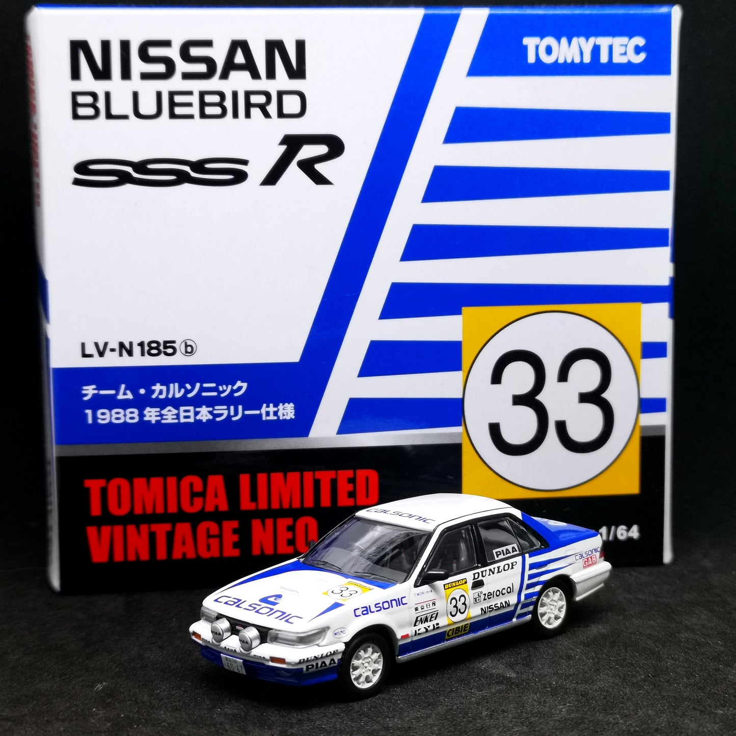 Tomica Limited Vintage Neo Nissan Blue Bird SSS R Team Calsonic 1988 Japan Rally Spec