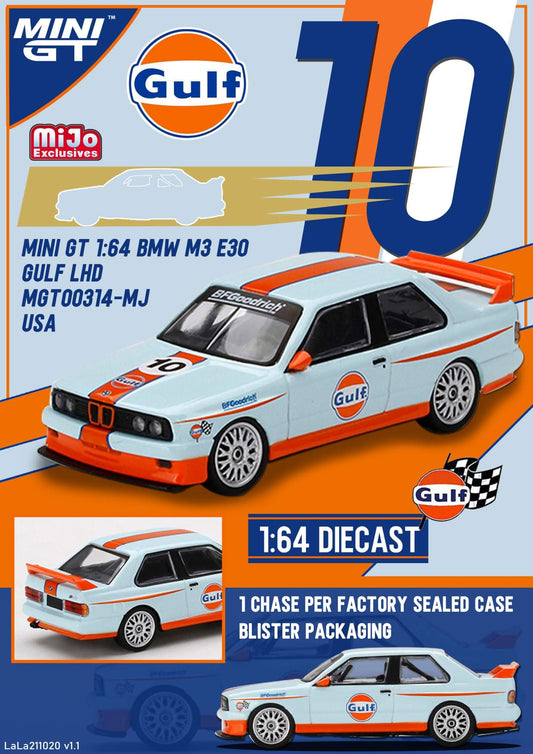 Mini GT x Mijo BMW M3 e30 Gulf LHD 1:64 scale Mini GT