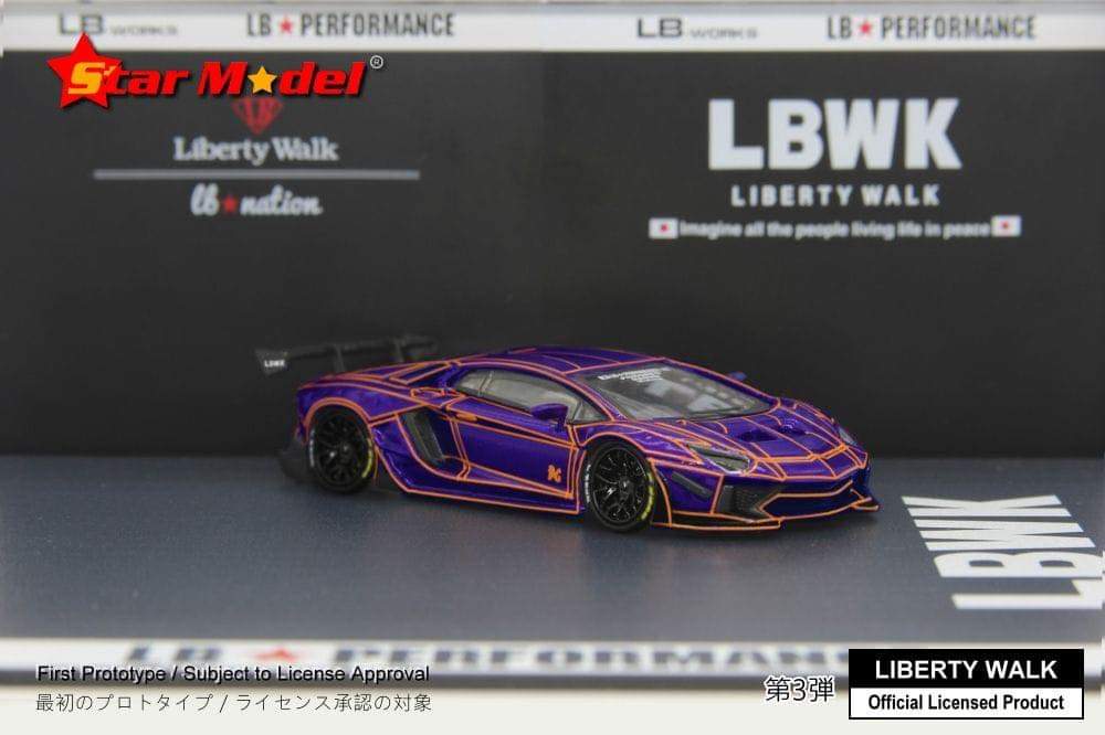 Star Model LB Lamborghini Aventador LP700-4 2.0 Tron Purple 1:64 Scale