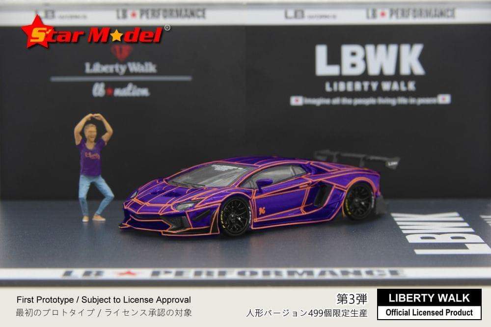 Star Model LB Lamborghini Aventador LP700-4 2.0 Tron Purple with mini Figure 1:64 Scale