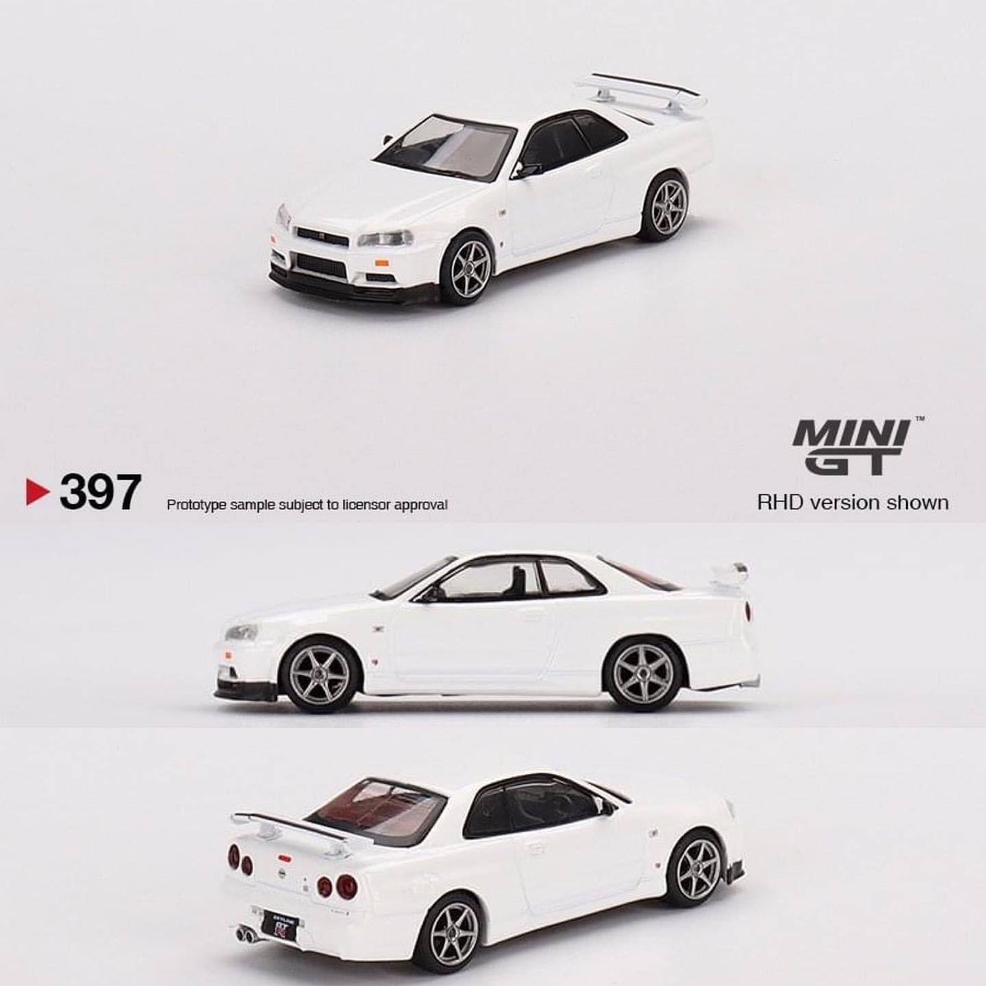 MINI GT #397 NISSAN Skyline GT-R R34 V-Spec N1 White Mini GT