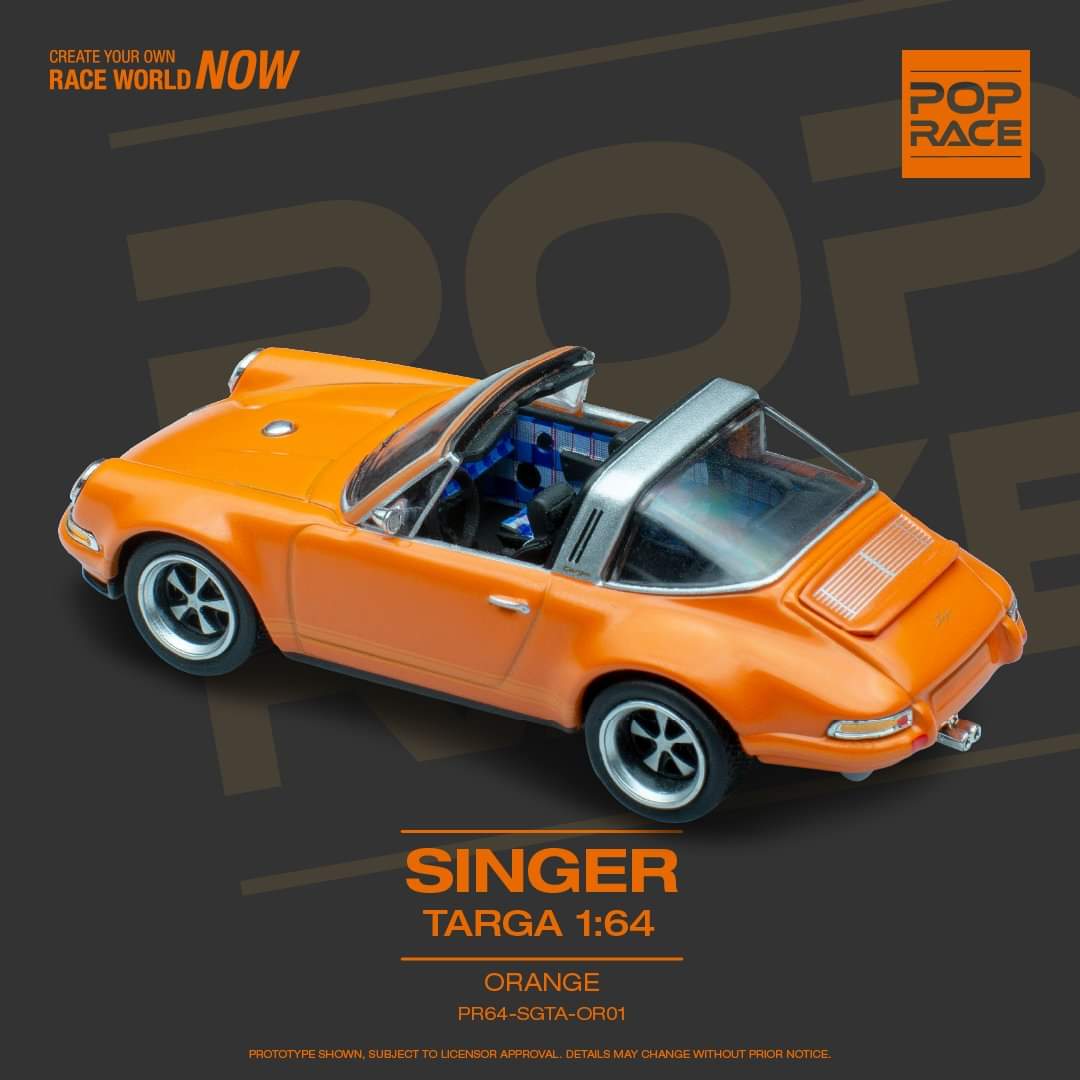 Pop Race 1:64 Scale Porsche 911 (964) Singer Targa Orange