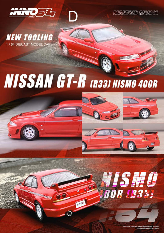 INNO64 1/64 NISSAN SKYLINE GT-R (R33) Nismo 400R Red