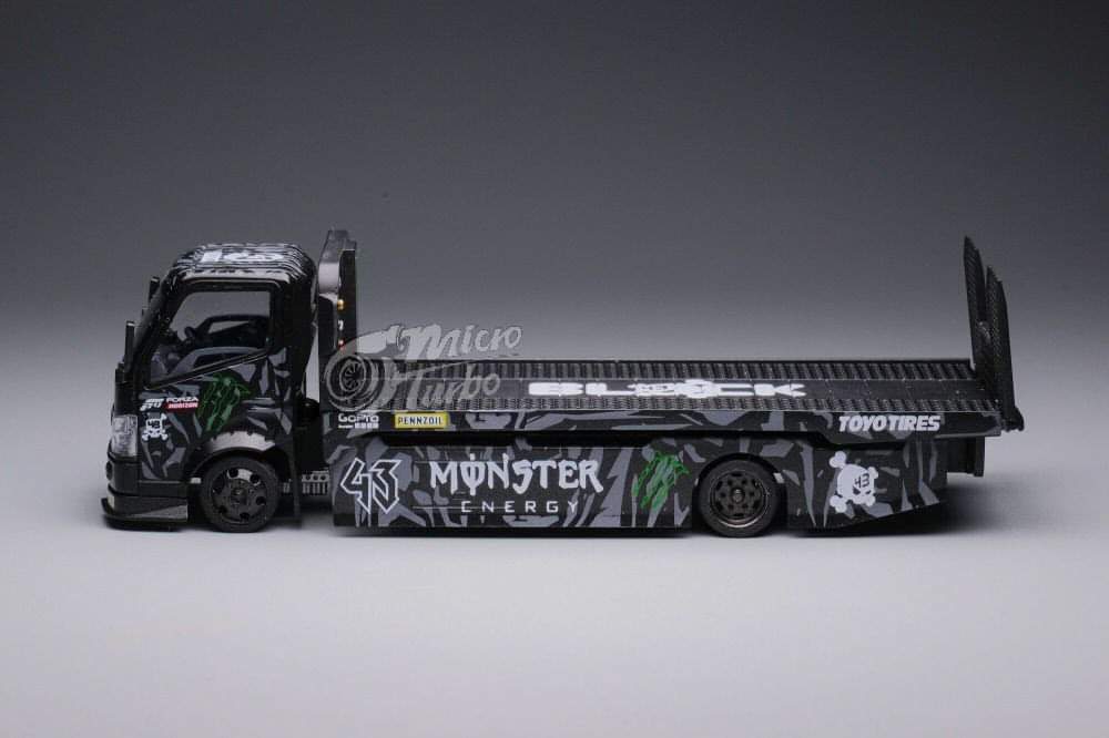 Micro turbo 1/64 Monster Hino 300 Flatbed Tow Truck