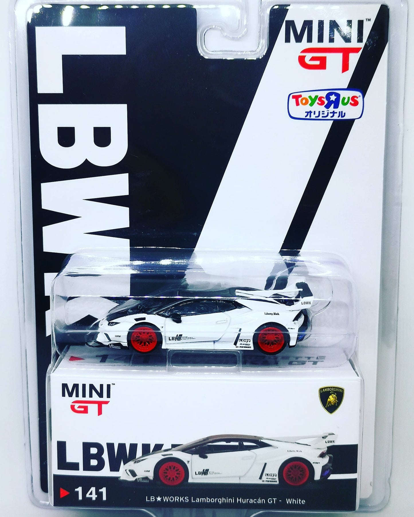 MiniGT 1/64 No.141 Japan Toys R Us exclusive LB★WORKS Lamborghini Huracán GT White
