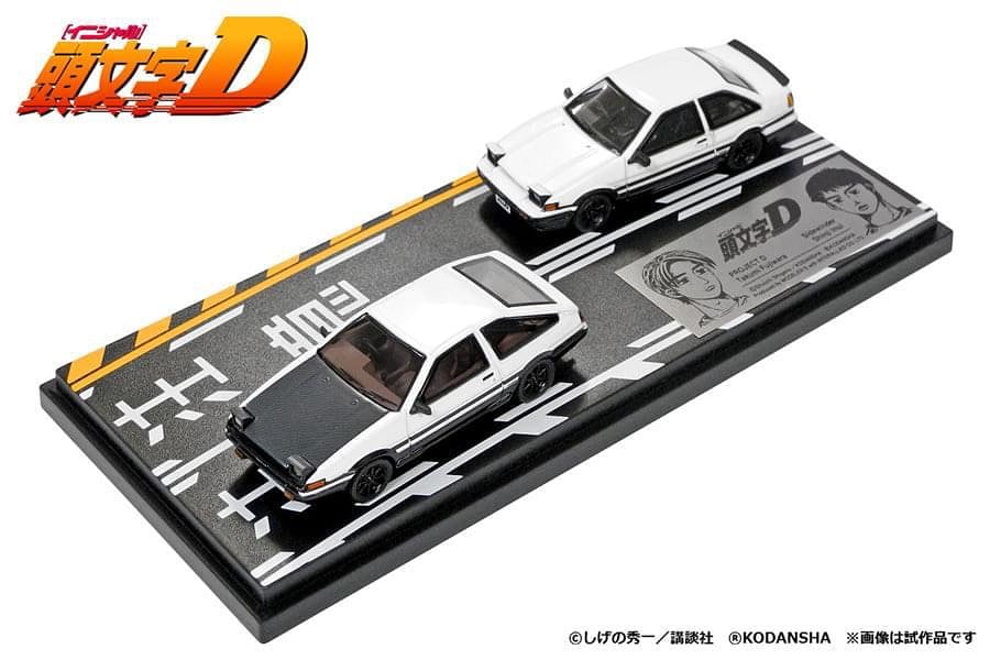 Modeler's 1:64 Scale Initial D Vol.1 Toyota Corolla Sprinter Takumi Fujiwara Trueno(AE86) & Shinji Inui Trueno 2Dr (AE86)