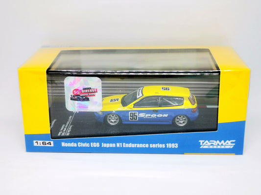 Tarmac Works Singapore Exclusive Honda Civic Eg6 Spoon Racing #95 1:64 Scale Japan N1 Endurance 1993