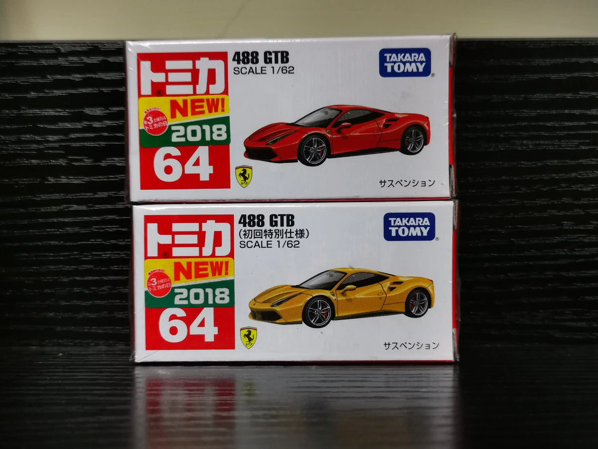 Takara Tomy Tomica #64 Ferrari 488 GTB 2018 Ver. set of 2