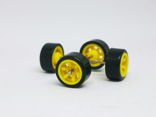 Hot Wheels Speed Machine 6 spoke Rims and Tires set 1:64 SCALE