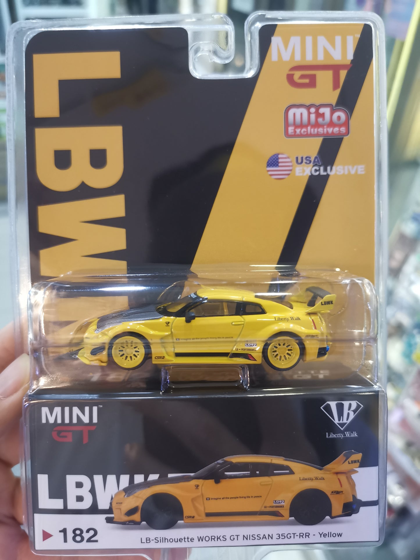 MiniGT x Mijo #182 LB Works Nissan GT-RR Yellow Chase