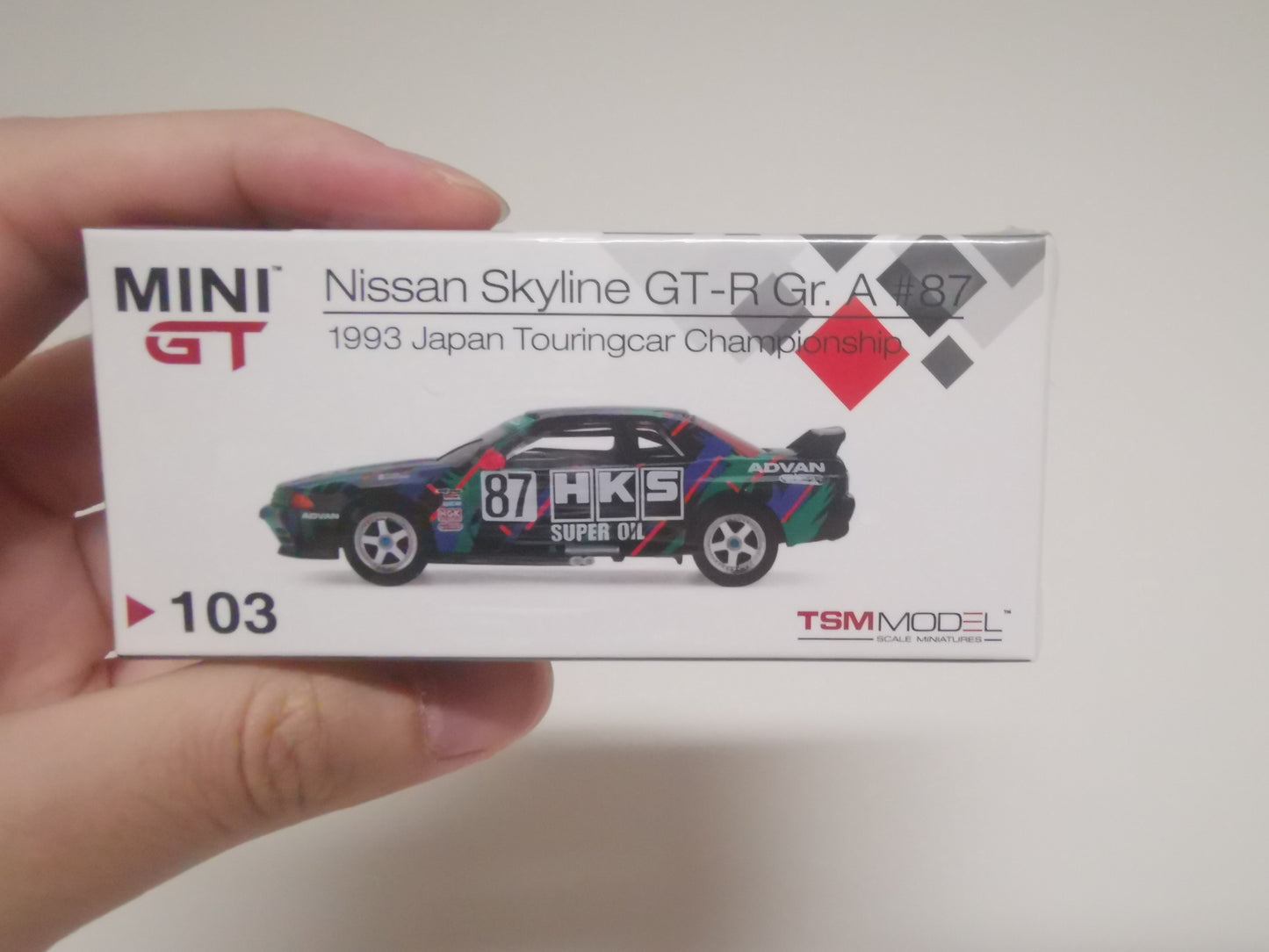 MiniGT #103 1:64 Nissan GT-R R32 Gr.A No.87 HKS 1993 JTC