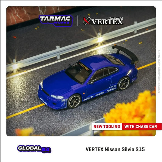 Tarmac Works x VERTEX Nissan Silvia S15 Blue Metallic