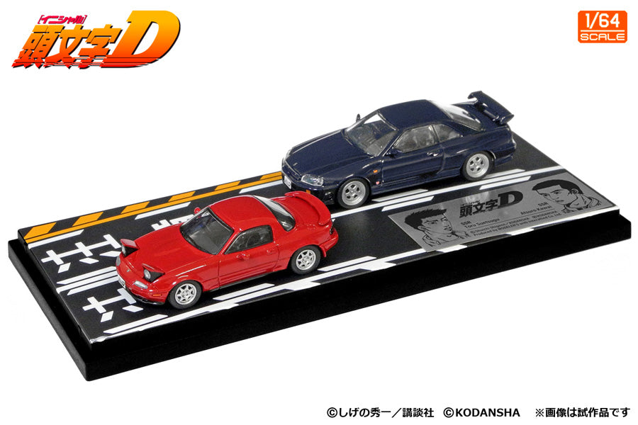 Modeler's 1:64 Scale Initial D Mazda MX-5 NA8CE VS Nissan Skyline GT-R R34 Diorama Set