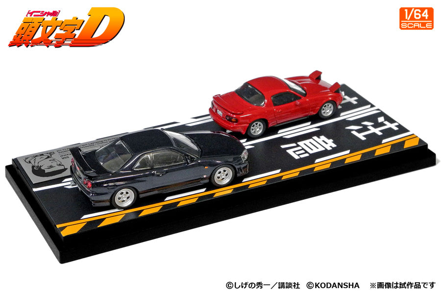 Modeler's 1:64 Scale Initial D Mazda MX-5 NA8CE VS Nissan Skyline GT-R R34 Diorama Set