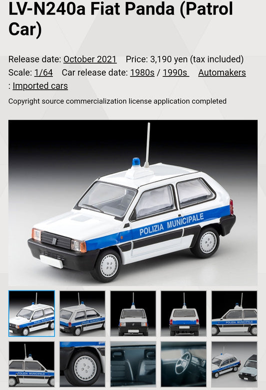 Tomica Limited Vintage Neo LV-N240a Fiat Panda (Patrol Car)