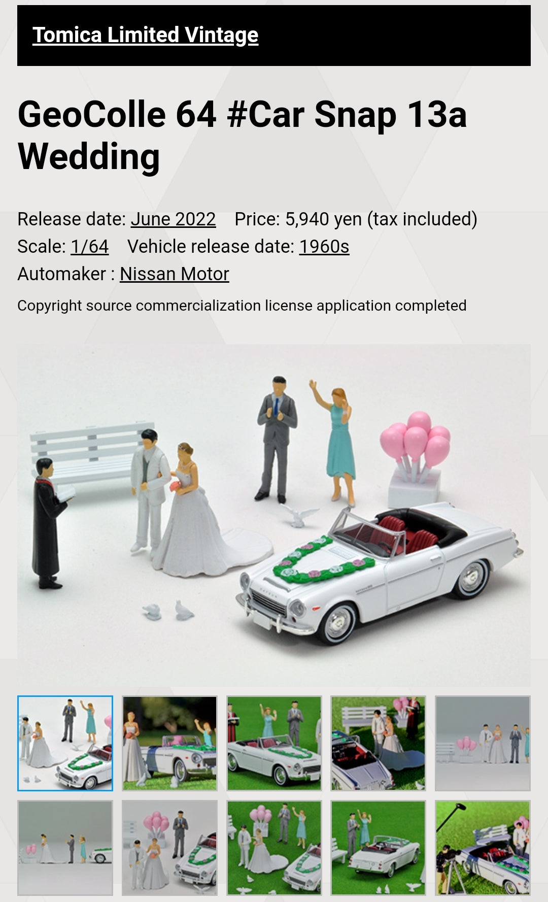 Tomica Limited Vintage Neo Diocolle 64 #Car Snap 13a Wedding
with Datsan 1600 sport Takara Tomy