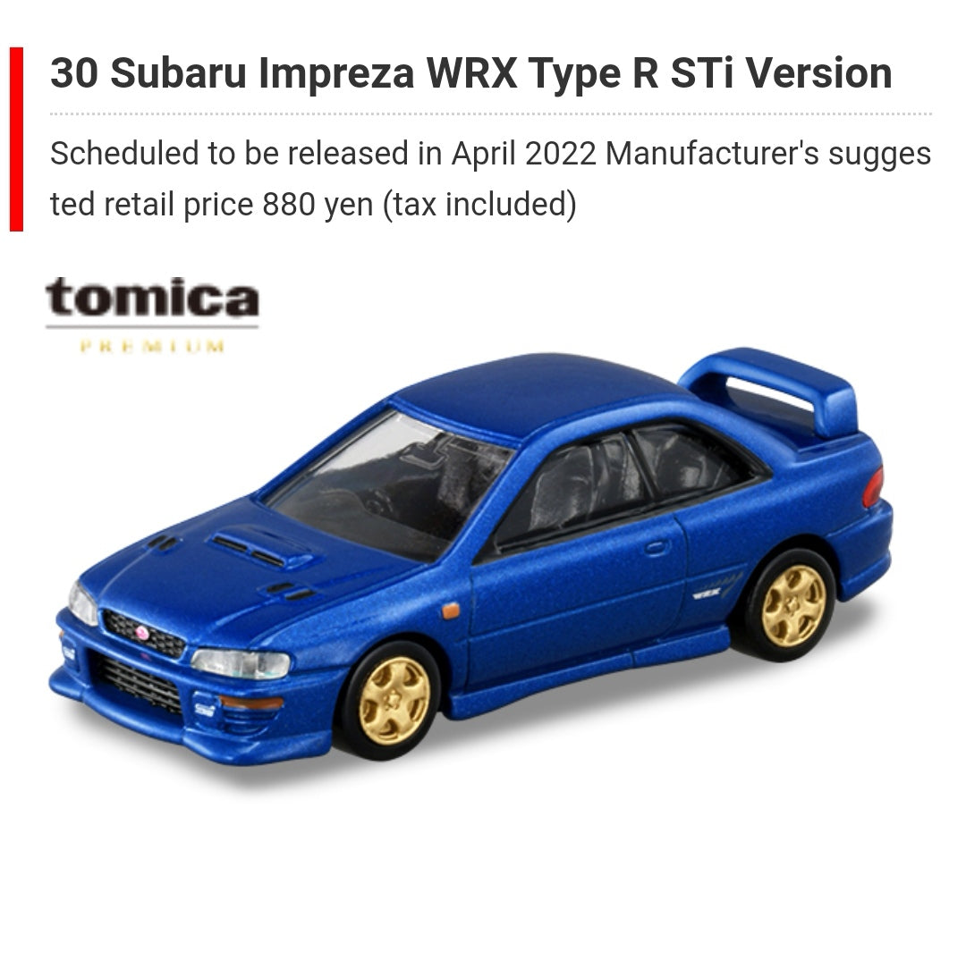 Tomica Premium #30 Subaru Impreza WRX Type R STi Ver. Takara Tomy