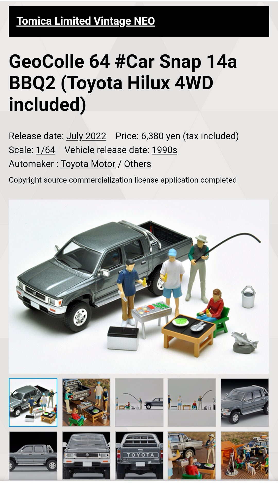Tomica Limited Vintage Neo Diocolle 64 #Car Snap 14a BBQ2 (Toyota Hilux 4WD included) Takara Tomy