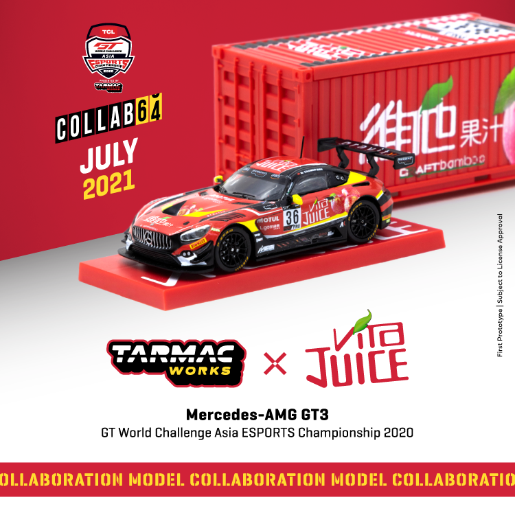 Tarmacworks 1/64 Scale Mercedes-AMG GT3 GT World Challenge Asia ESPORTS Championship 2020 Matt Solomon *** With Container *** *** Official Collaboration with Vita ***"