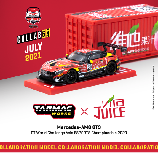 Tarmac Works 1/64 Scale Mercedes-AMG GT3 GT World Challenge Asia ESPORTS Championship 2020 Matt Solomon *** With Container *** *** Official Collaboration with Vita ***"
