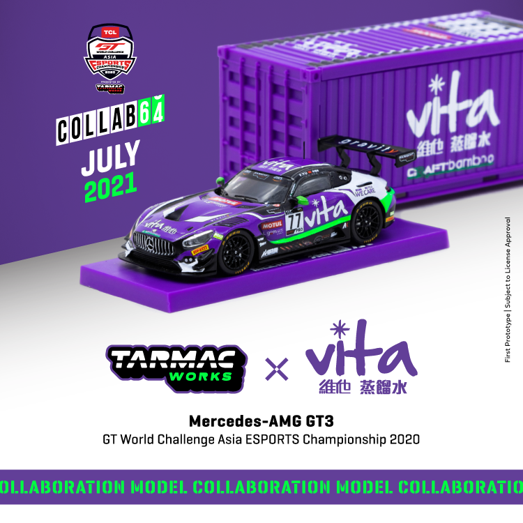 Tarmacworks 1/64 Scale Mercedes-AMG GT3 GT World Challenge Asia ESPORTS Championship 2020 Frank Yu *** With Container *** *** Official Collaboration with Vita ***